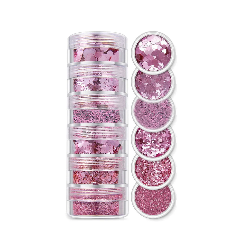 6 In 1 Glitter & Chunks Holo Pink Sg09